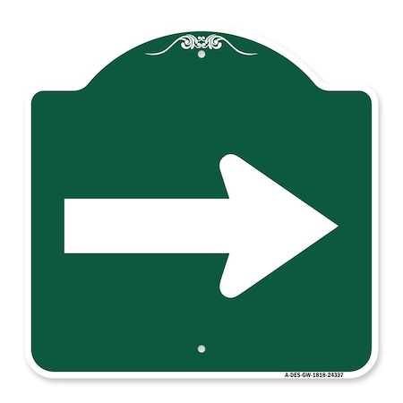 Signmission Designer Series Sign-Arrow Green, Green & White Aluminum Sign, 18" x 18", GW-1818-24337 A-DES-GW-1818-24337